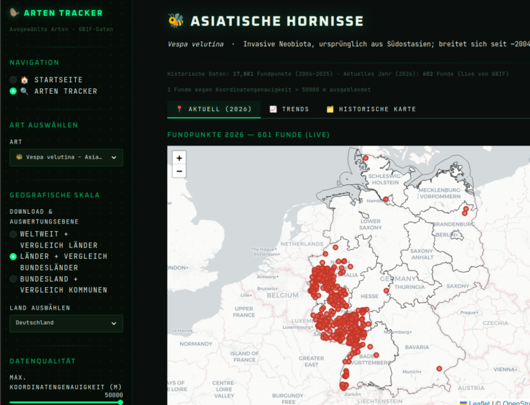 Ein Vibecoding-Experiment: ein Arten Tracker basierend auf GBIF-Daten